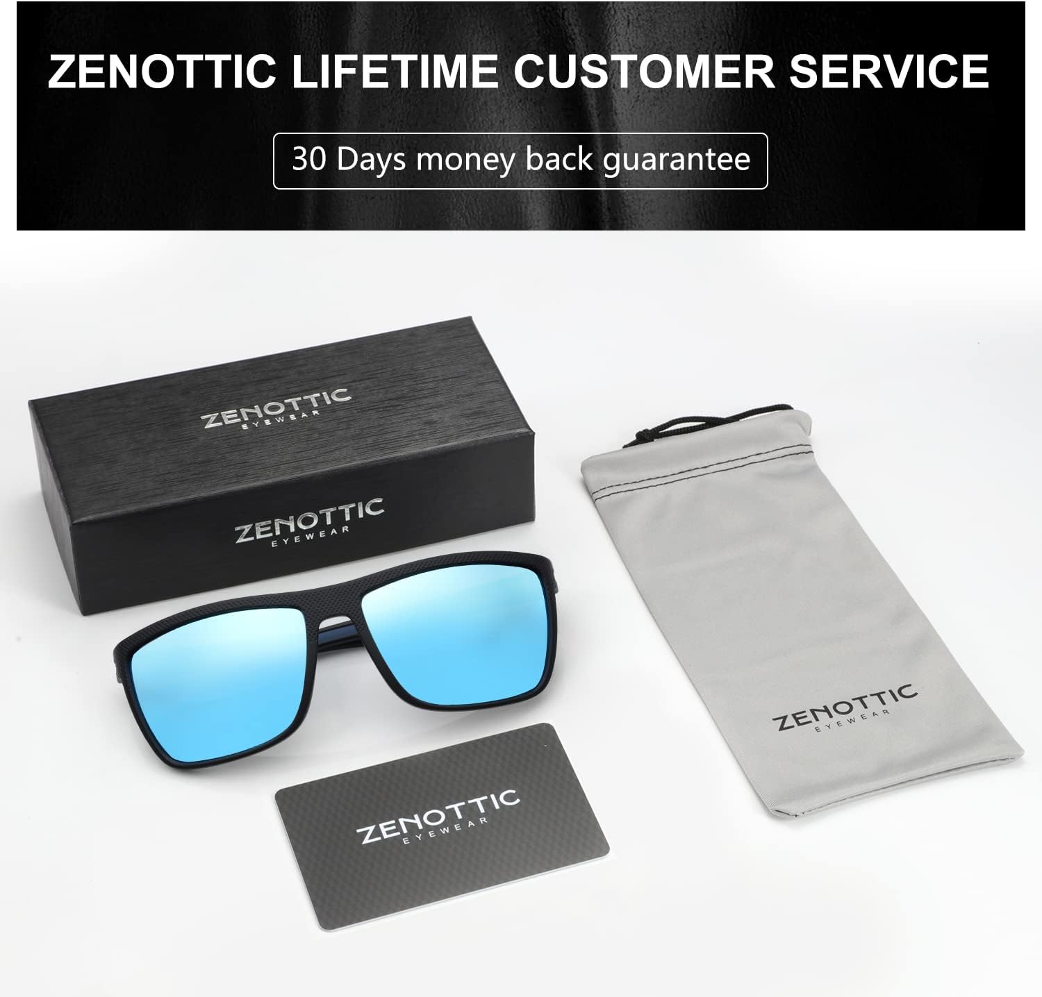 ZENOTTIC Polarized Sunglasses for Men Lightweight TR90 Frame UV400 Protection Square Sun Glasses