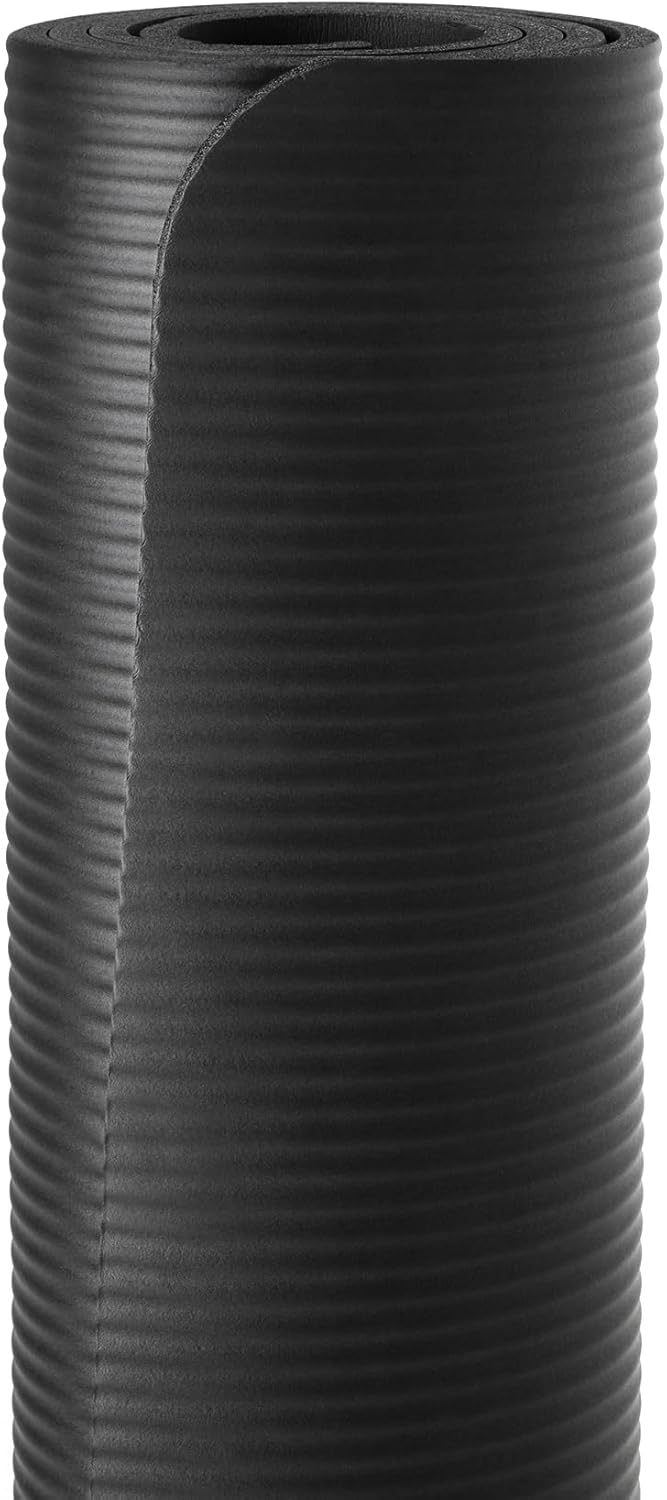 Basics 1/2 Inch Extra Thick Exercise Yoga Mat with Carrying Strap, Cushioned Support, for Fitness and Gym Workouts