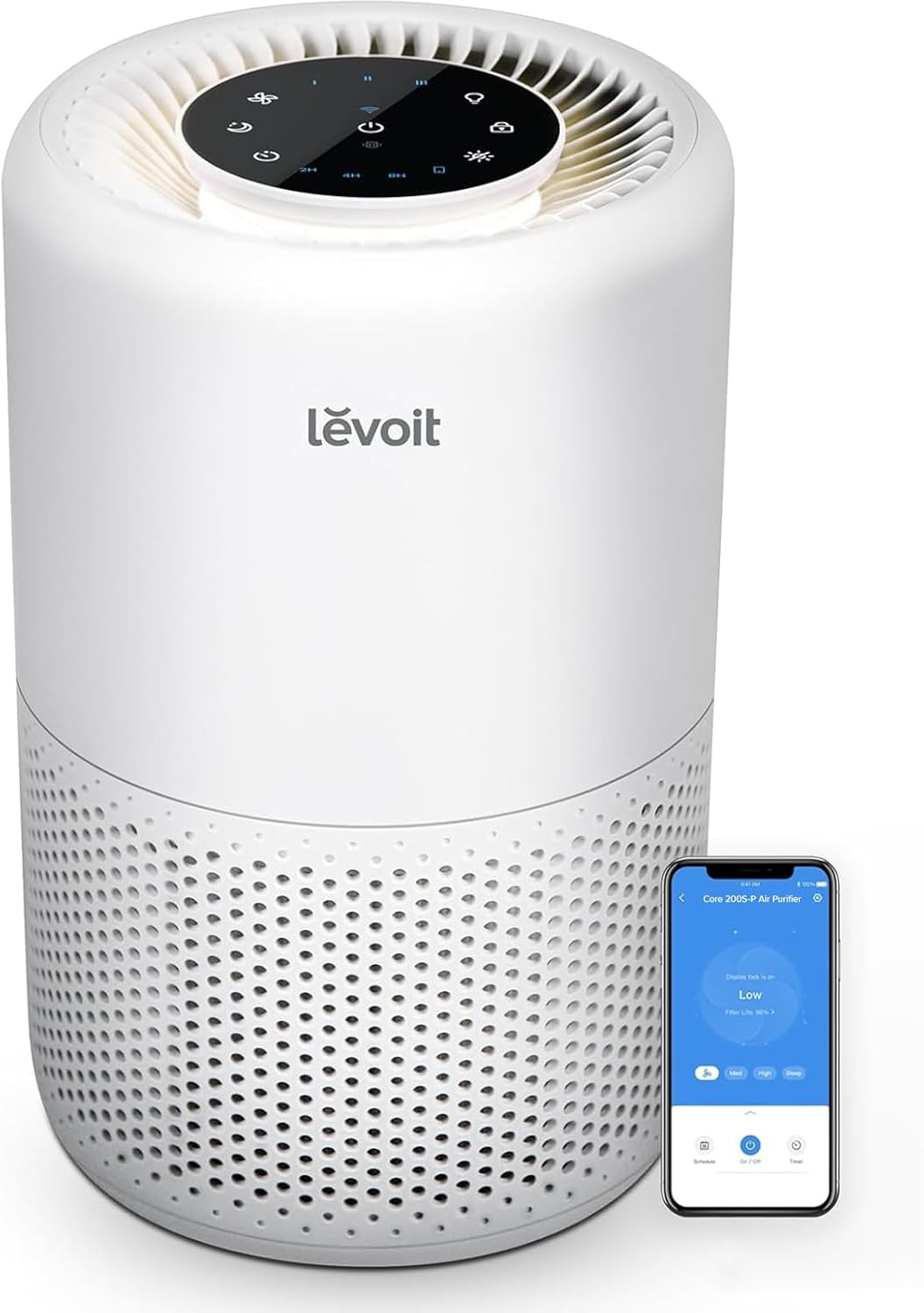 LEVOIT Air Purifiers for Bedroom Home Dorm, 3-in-1 Filter Cleaner with Fragrance Sponge for Better Sleep, Filters Smoke, Allergies, Pet Dander, Odor, Dust, Office, Desktop, Core Mini-P, White