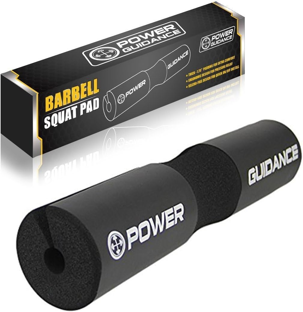 POWER GUIDANCE Barbell Squat Pad - Neck & Shoulder Protective Pad - Great for Squats, Lunges, Hip Thrusts, Weight Lifting & More - Fit Standard and Olympic Bars Perfectly