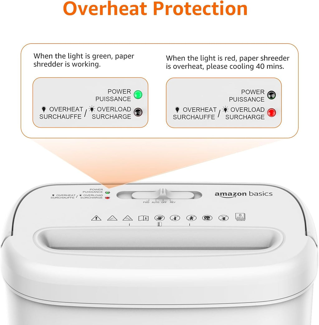 Basics 8-Sheet Cross Cut Paper Shredder and Credit Card Shredder - Black