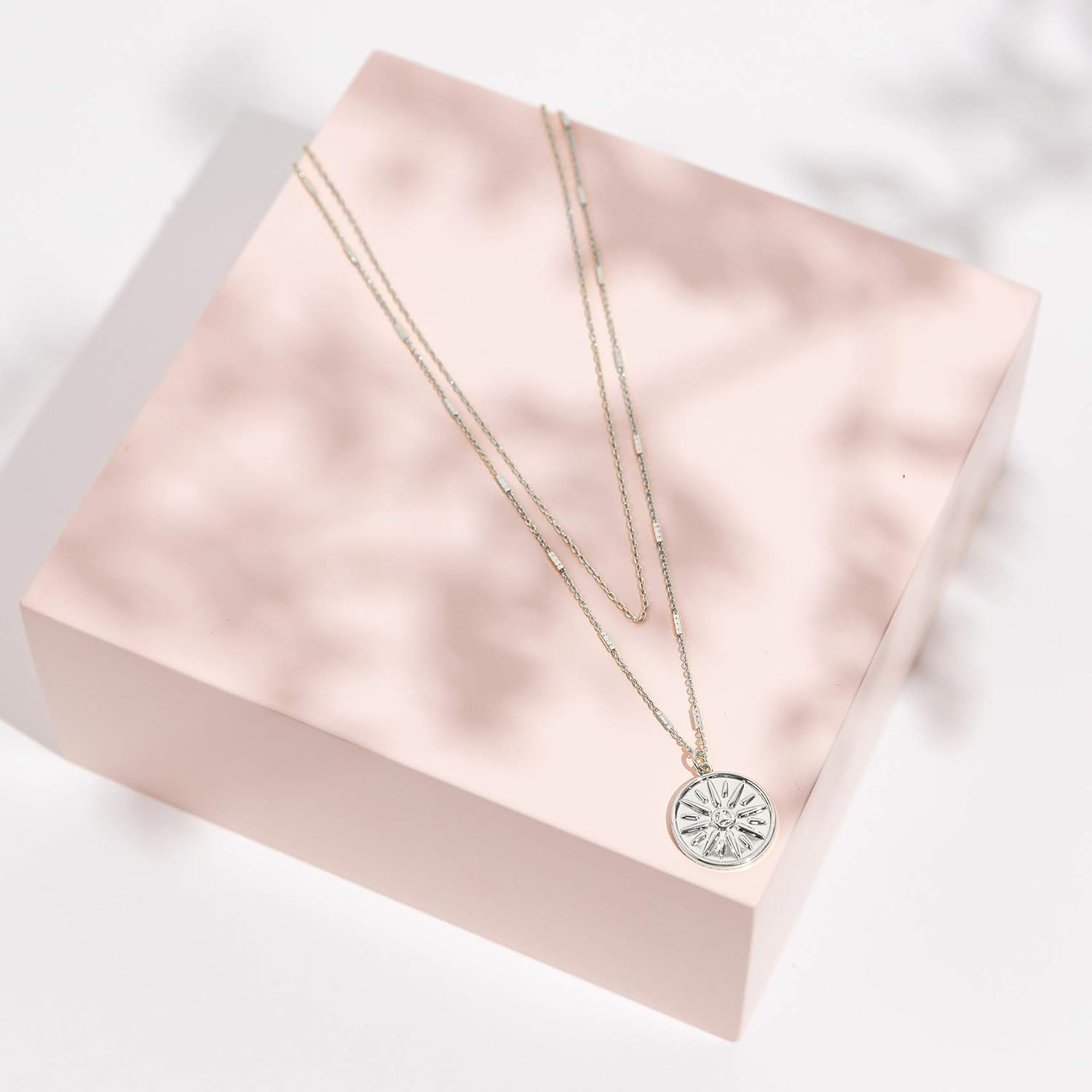 PAVOI 14K Gold Plated Layering Necklaces | Stylish Minimalist Design Pendant Necklaces | Bar, Circle, Lotus, Disc, Dog Tag, Horizontal Bar Pendants for Women