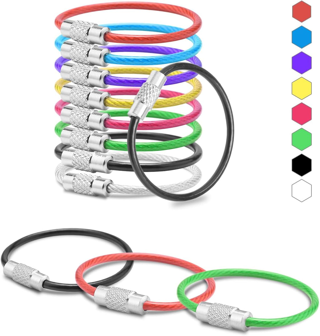 CooBigo 16 Pack Stainless Steel Loops 2mm Coated Wire Keychain Cable Large Keyrings 6 inch Key Chain for Luggage Tags, Key Tags, Keyrings, Kitchen utensils, Duster-Assorted Colors