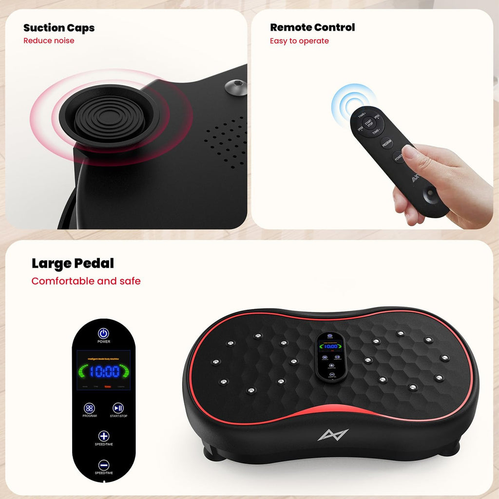 AXV Vibration Plate Fitness Platform Exercise Machine Vibrating Shaking Full Body Shaker Workout Vibrate Stand Shake Board Sport Gym for Weight Loss Fat Burner for Women Men