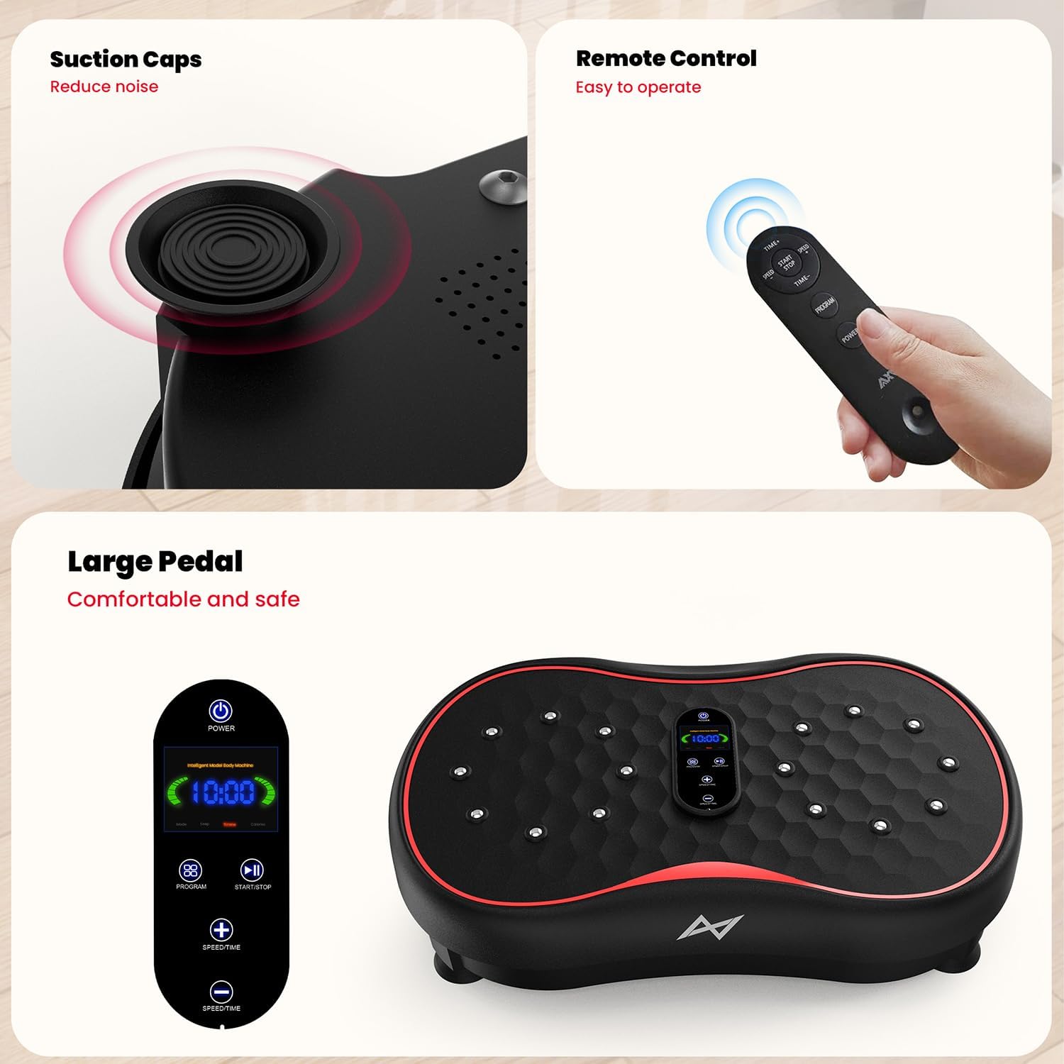 AXV Vibration Plate Fitness Platform Exercise Machine Vibrating Shaking Full Body Shaker Workout Vibrate Stand Shake Board Sport Gym for Weight Loss Fat Burner for Women Men