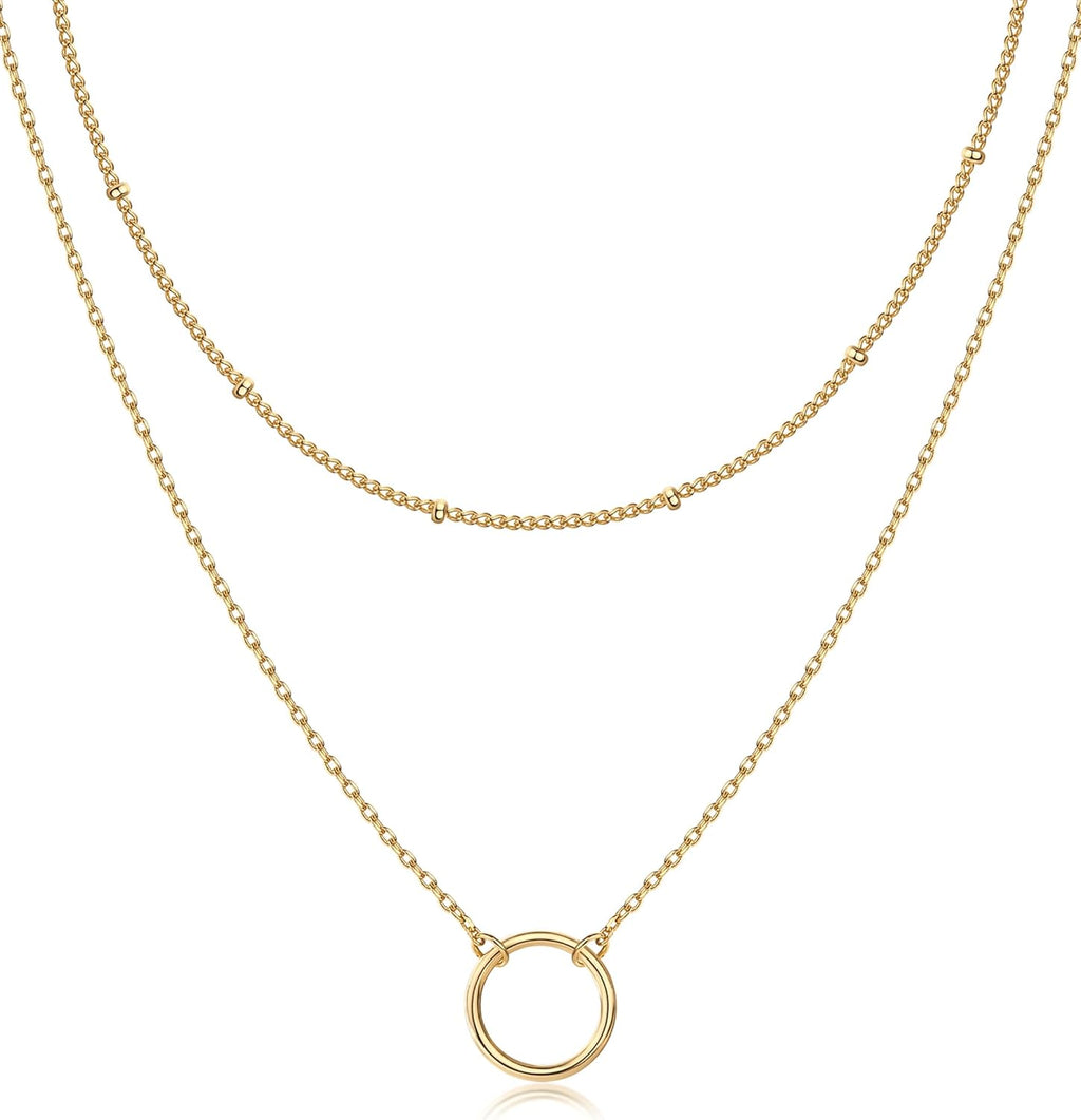 PAVOI 14K Gold Plated Layering Necklaces | Stylish Minimalist Design Pendant Necklaces | Bar, Circle, Lotus, Disc, Dog Tag, Horizontal Bar Pendants for Women