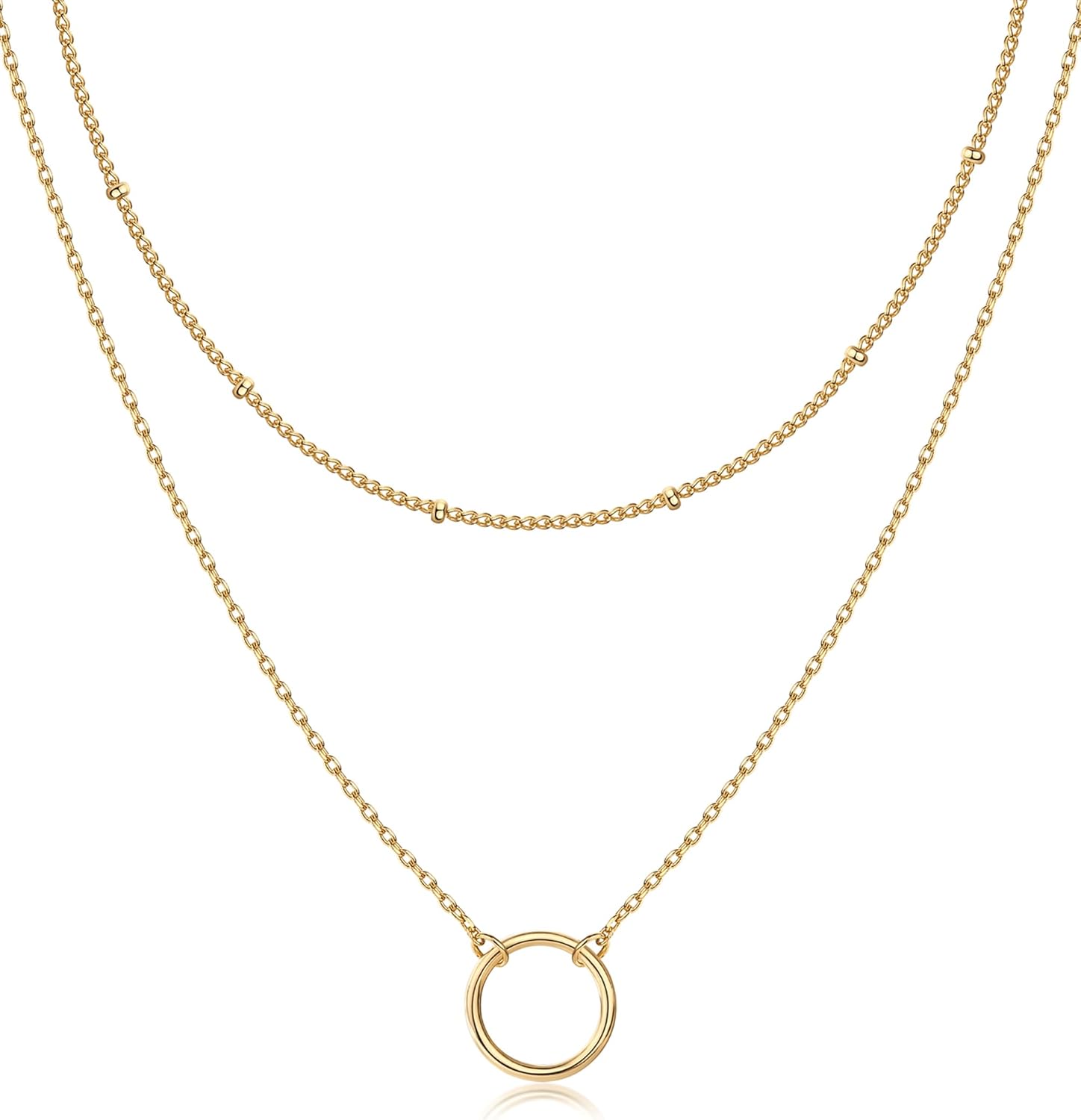 PAVOI 14K Gold Plated Layering Necklaces | Stylish Minimalist Design Pendant Necklaces | Bar, Circle, Lotus, Disc, Dog Tag, Horizontal Bar Pendants for Women