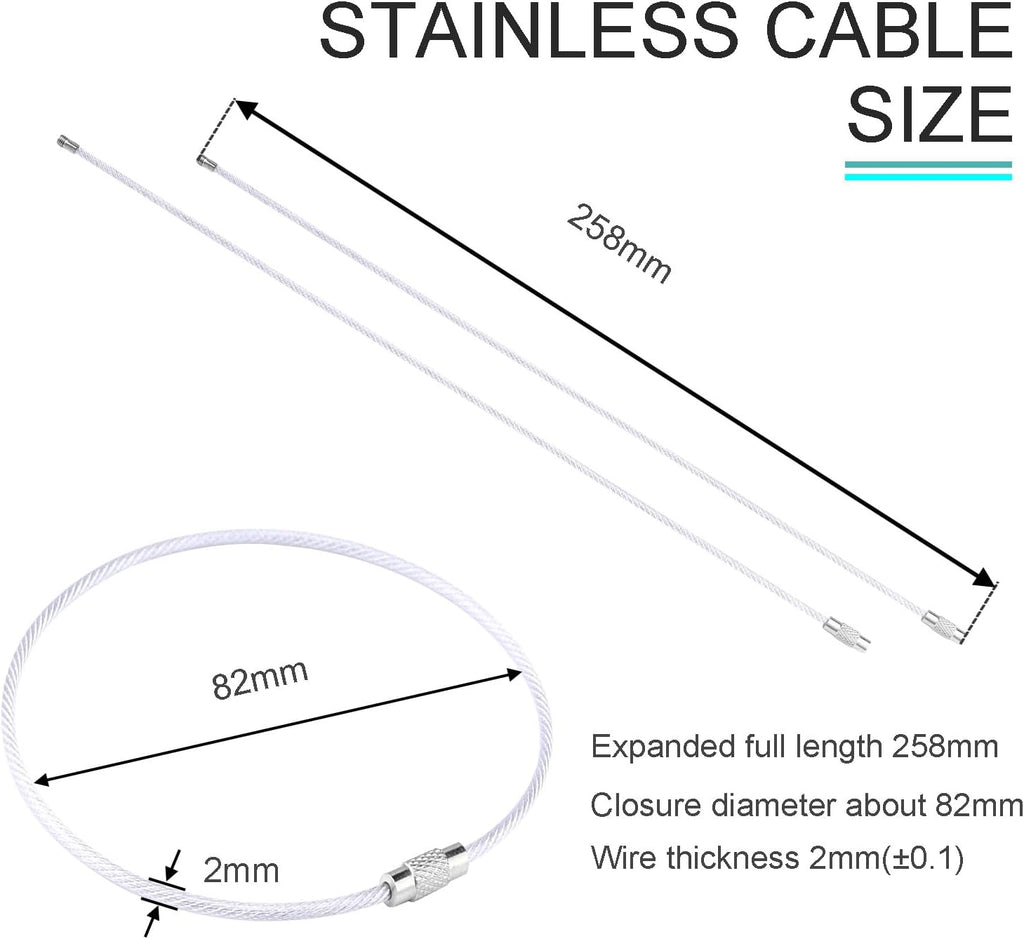 CooBigo 16 Pack Stainless Steel Loops 2mm Coated Wire Keychain Cable Large Keyrings 6 inch Key Chain for Luggage Tags, Key Tags, Keyrings, Kitchen utensils, Duster-Assorted Colors