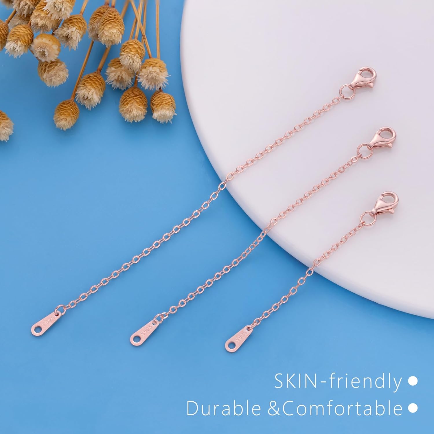 925 Sterling Silver Necklace Extender Sterling Silver Necklace Chain Extenders for Necklaces 2", 3", 4" Inches