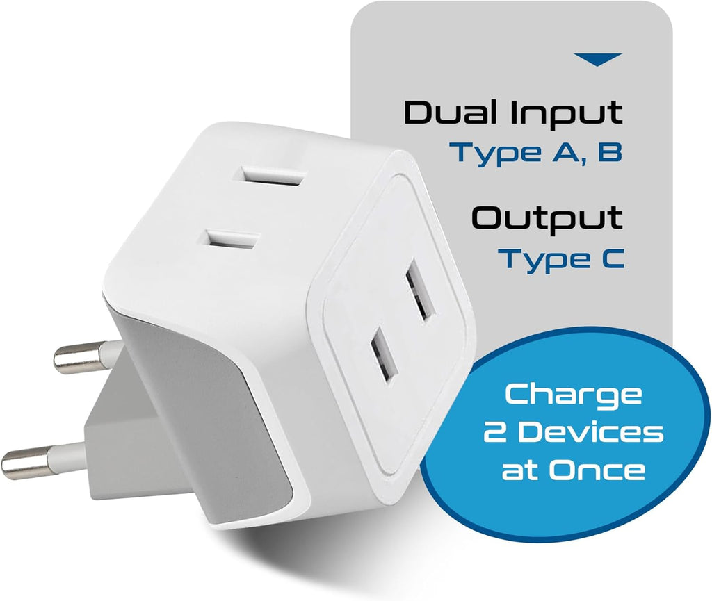 Ceptics Universal Travel Adapter, 35W International Power Adapter with PD & QC 3.0 Dual USB-C, 3 USB Travel Adapter Worldwide, Type I C G A Outlets 110V 220V A/C - EU Euro US UK (11-KU)