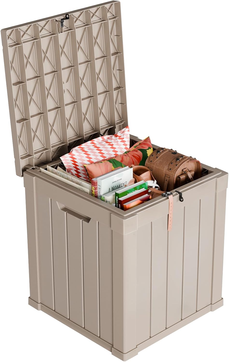 80 Gallon Resin Deck Box, Lockable Patio Outdoor Storage Box for Furniture, Garden Tools and Tools Storage, Waterproof Outside Storage Box - Black