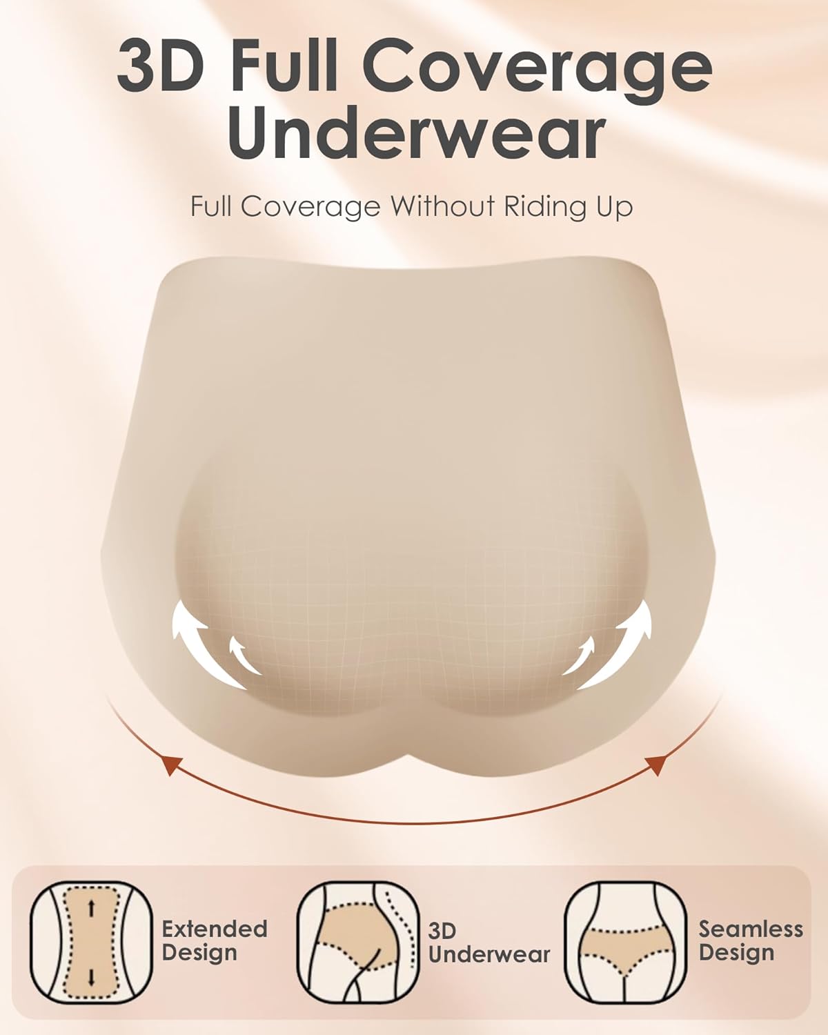 Kalapa Womens Underwear Seamless Full Coverage Breathable Briefs No Show Silky Stretch High Waisted Ladies Panties 6 Pack