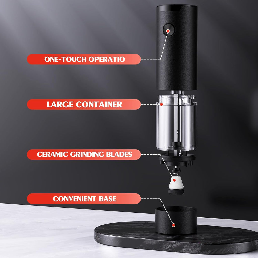 Electric Salt and Pepper Grinder Set Automatic Battery Pepper Mill Shakers Adjustable Coarseness Upgraded Larger Capacity with Led Home and Kitchen Appliances for New House Warming Gifts