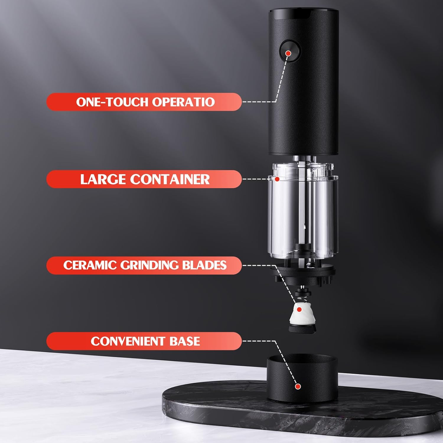 Electric Salt and Pepper Grinder Set Automatic Battery Pepper Mill Shakers Adjustable Coarseness Upgraded Larger Capacity with Led Home and Kitchen Appliances for New House Warming Gifts