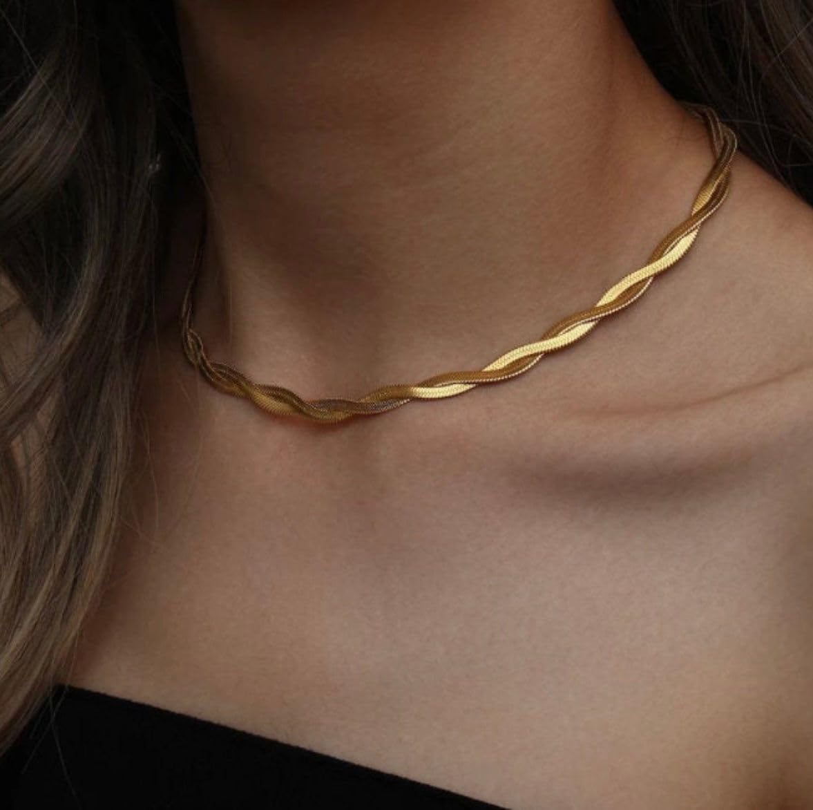 Moodear Gold Necklace for Women Dainty Chunky 14K Gold Plated/Sliver Plated Chain Necklace Cuban Link Paperclip Chain Choker Toggle Clasp Layered Necklace for Women Trendy Fashion Gift