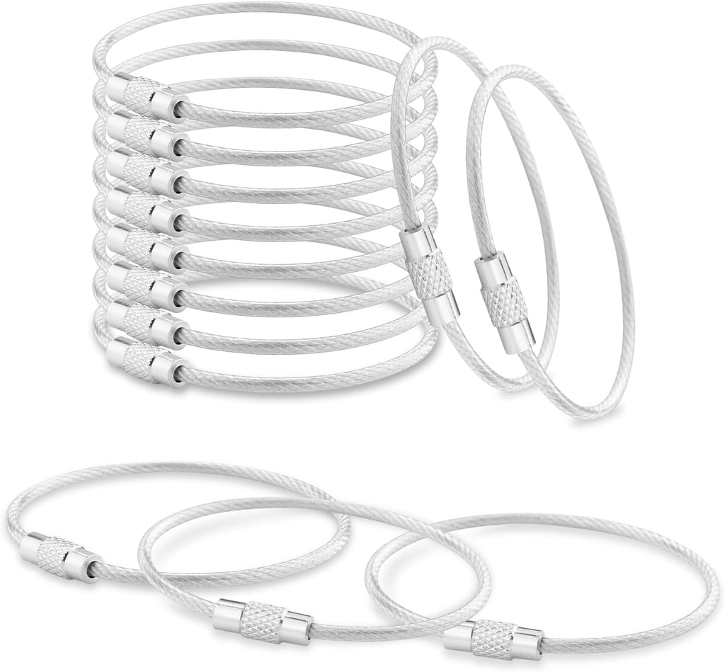 CooBigo 16 Pack Stainless Steel Loops 2mm Coated Wire Keychain Cable Large Keyrings 6 inch Key Chain for Luggage Tags, Key Tags, Keyrings, Kitchen utensils, Duster-Assorted Colors