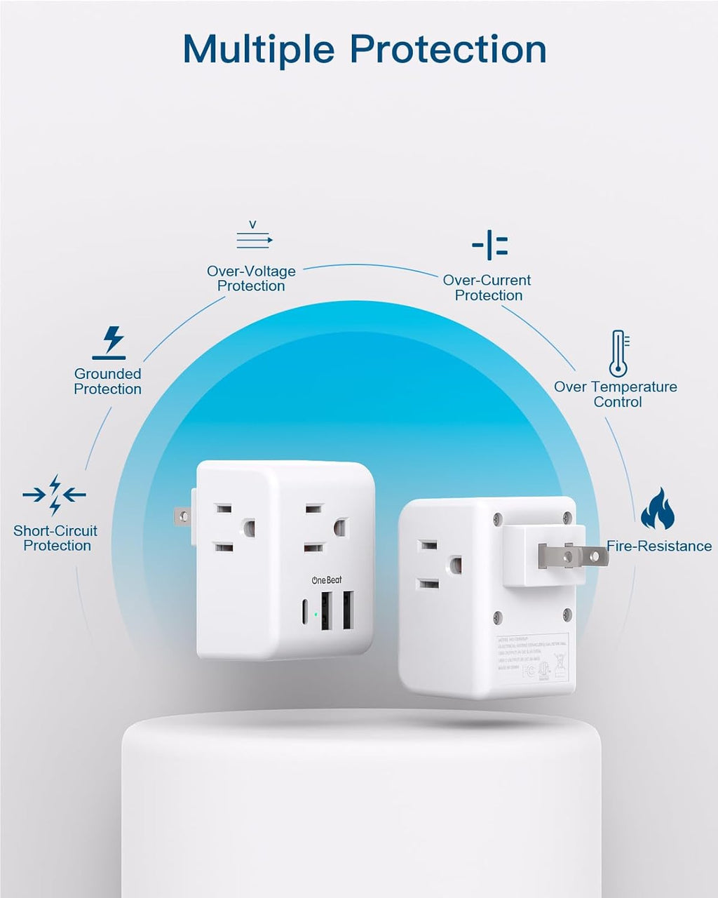 2 Pack European Travel Plug Adapter, International Power Plug Adapter with 3 Outlets 3 USB Charging Ports(1 USB C), Type C Plug Adapter Travel Essentials to Most Europe EU Spain Italy France Germany
