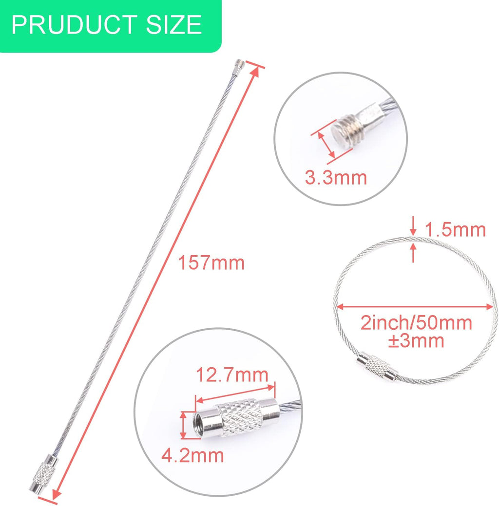 CooBigo 16 Pack Stainless Steel Loops 2mm Coated Wire Keychain Cable Large Keyrings 6 inch Key Chain for Luggage Tags, Key Tags, Keyrings, Kitchen utensils, Duster-Assorted Colors