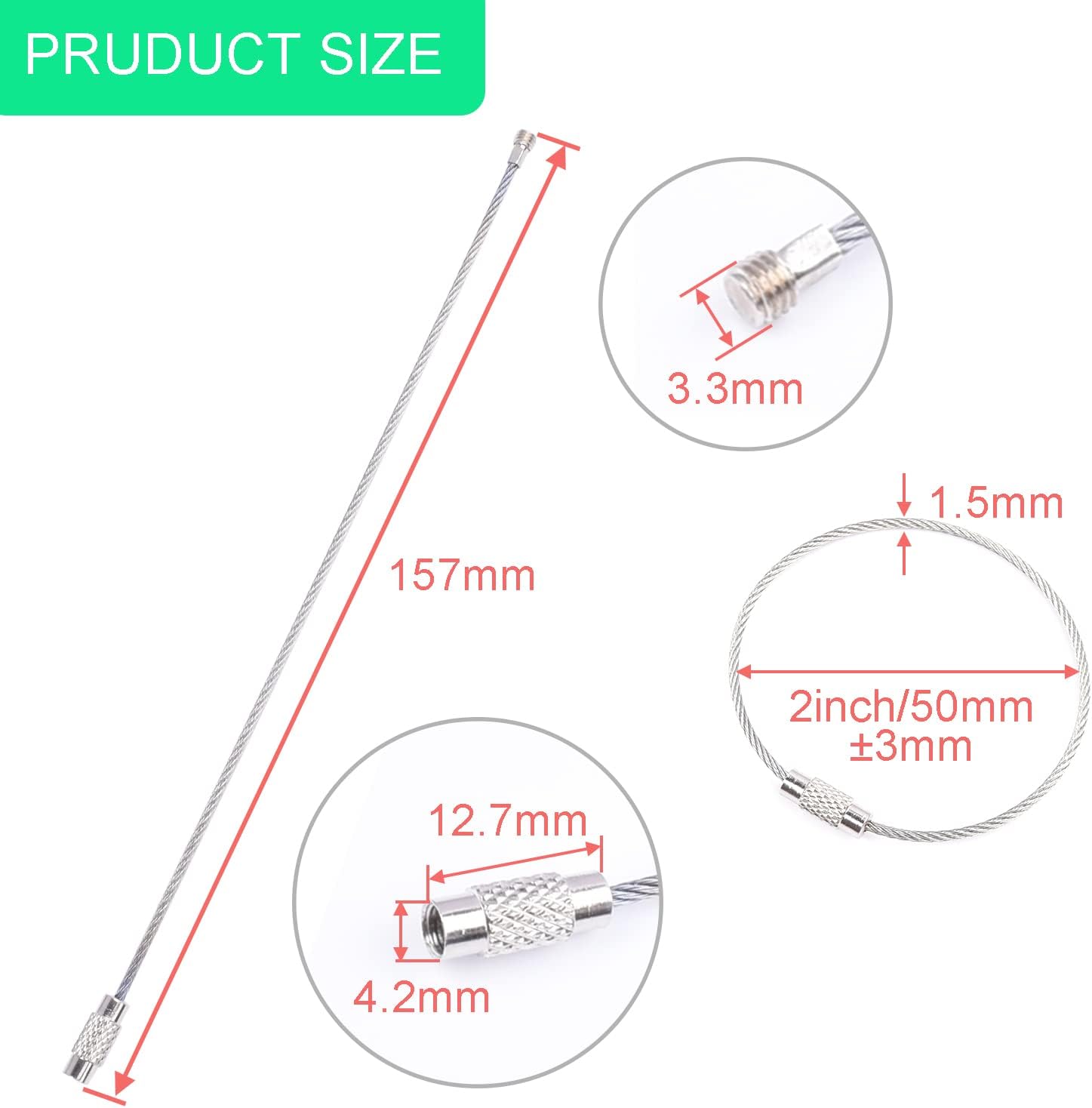 CooBigo 16 Pack Stainless Steel Loops 2mm Coated Wire Keychain Cable Large Keyrings 6 inch Key Chain for Luggage Tags, Key Tags, Keyrings, Kitchen utensils, Duster-Assorted Colors