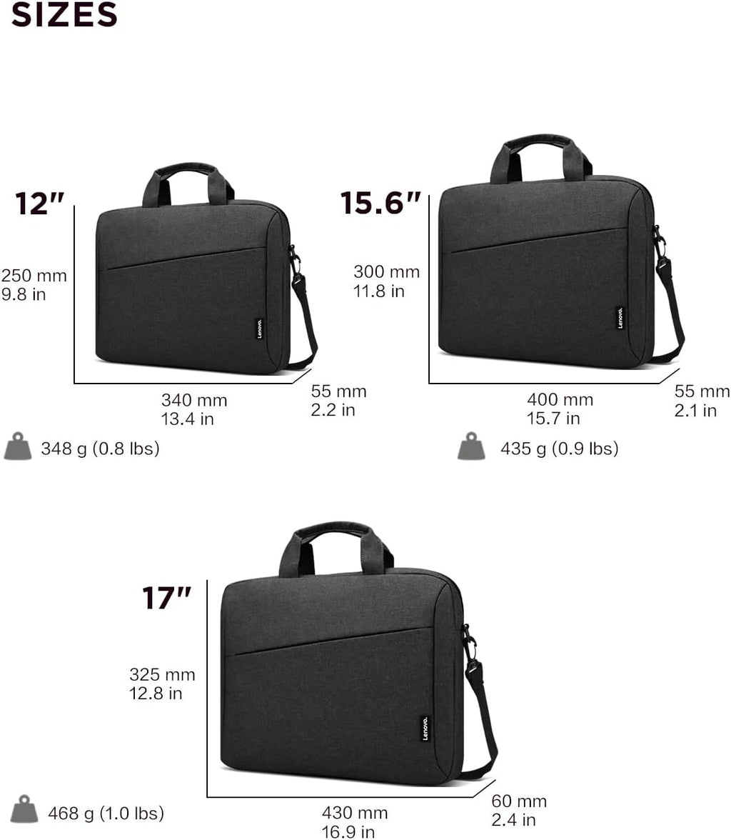 Lenovo Laptop Bag T210, Messenger Shoulder Bag for Laptop or Tablet, Sleek, Durable & Water-Repellent Fabric