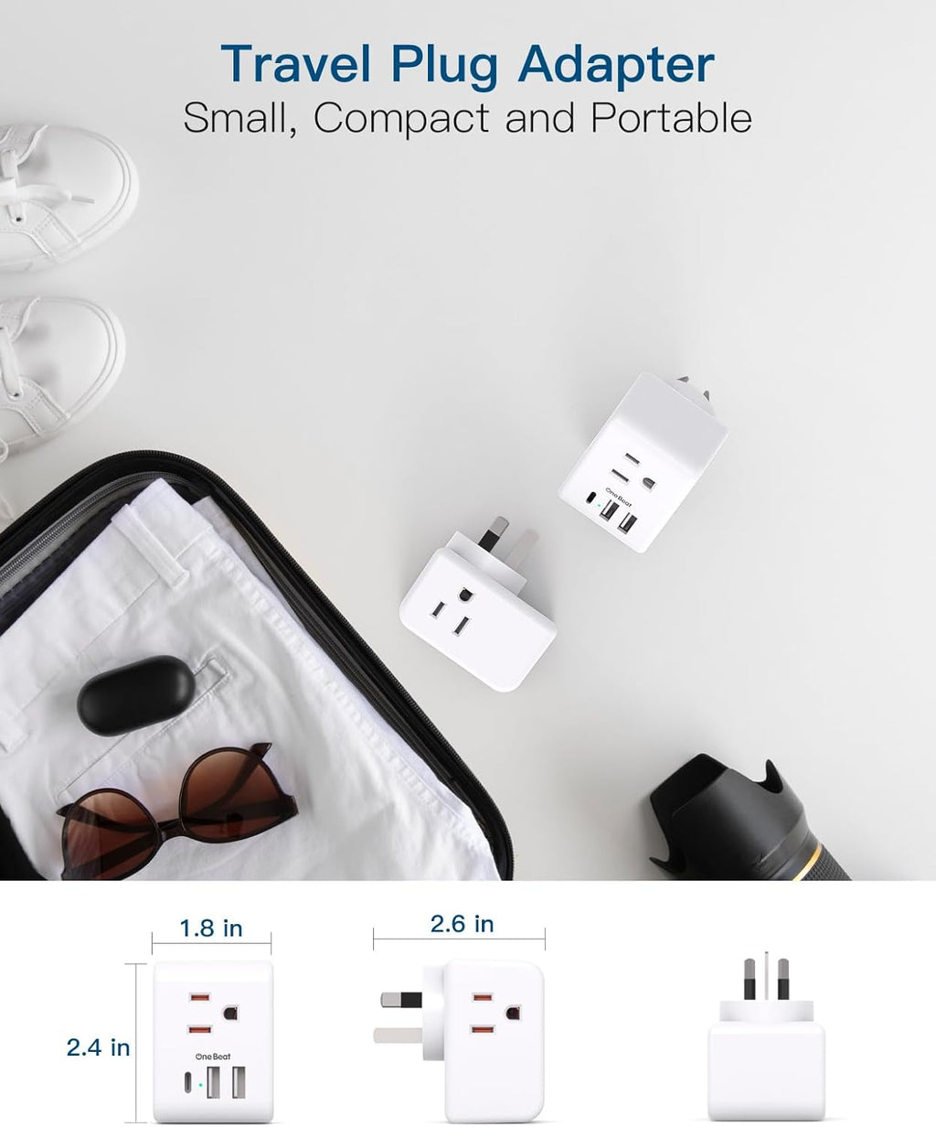 2 Pack European Travel Plug Adapter, International Power Plug Adapter with 3 Outlets 3 USB Charging Ports(1 USB C), Type C Plug Adapter Travel Essentials to Most Europe EU Spain Italy France Germany