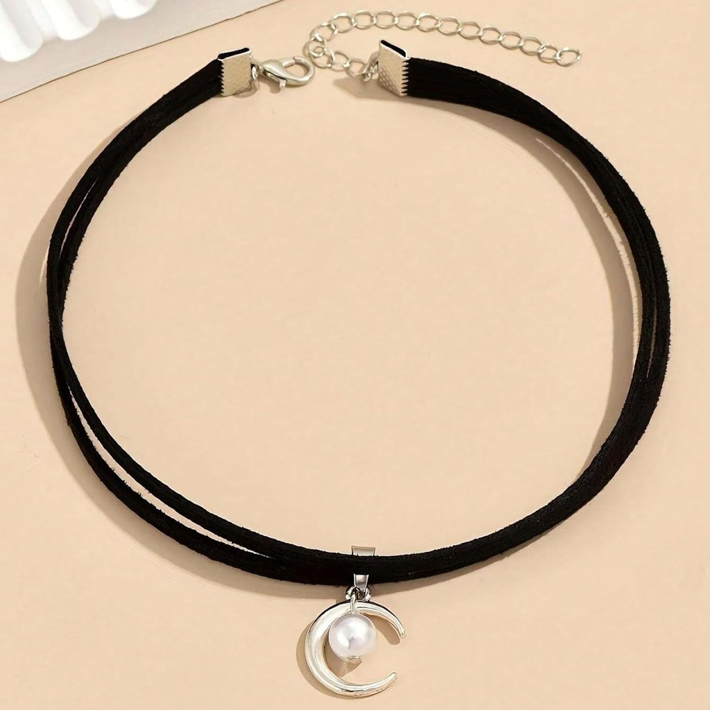 Fesciory Black Necklaces for Women, Adjustable Layered Velvet Leather Lace Collar Necklace, Goth Jewelry Gifts.