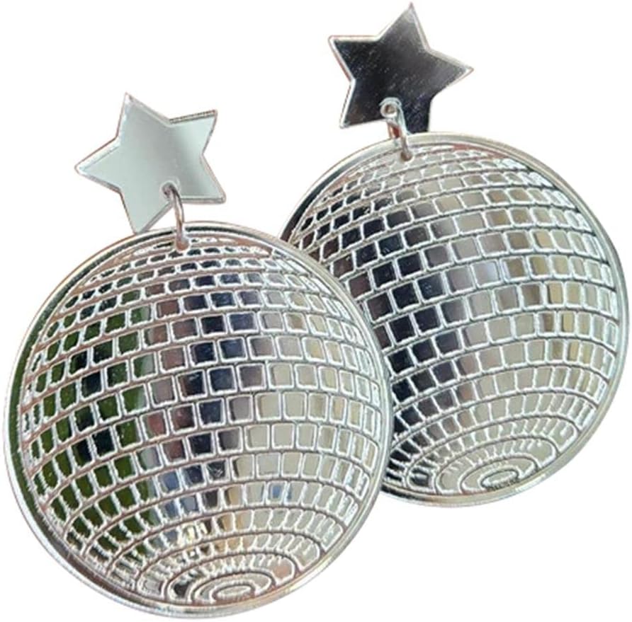 Disco Ball Earrings 24mm 70'S Disco Punk Earrings for Women Jewelry