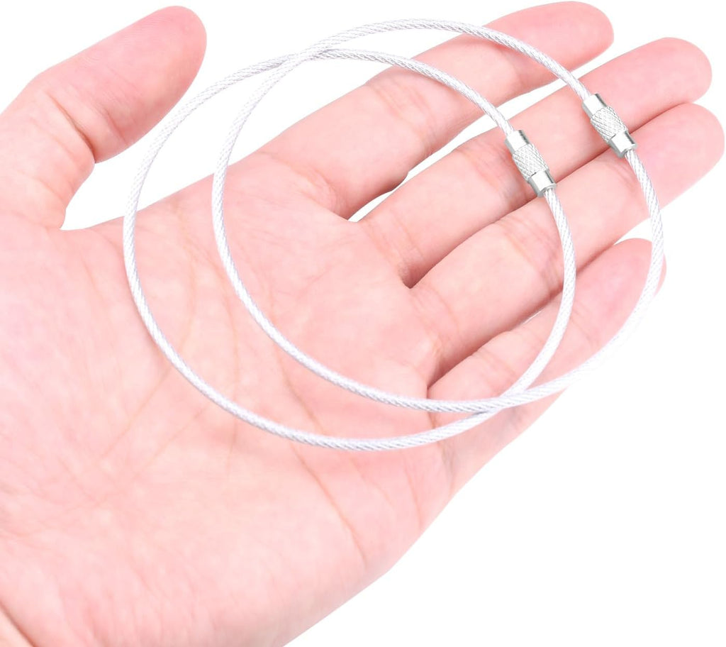 CooBigo 16 Pack Stainless Steel Loops 2mm Coated Wire Keychain Cable Large Keyrings 6 inch Key Chain for Luggage Tags, Key Tags, Keyrings, Kitchen utensils, Duster-Assorted Colors