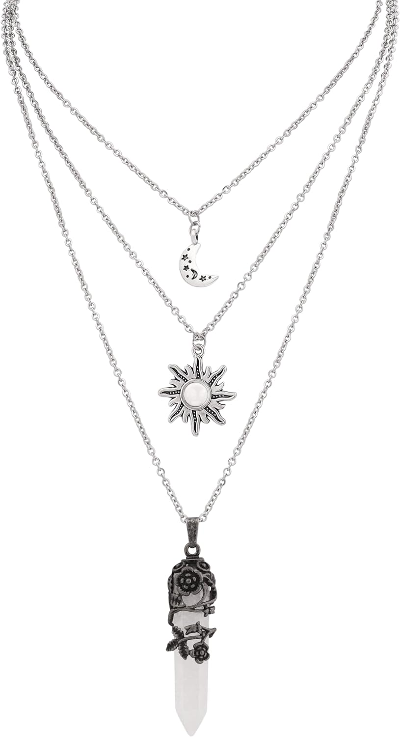 Sacina Gothic Emo Grunge Crescent Moon Choker, Moon Sun Star Choker Necklace, Goth Gothic Necklace, Halloween Christmas Jewelry Gift for Women