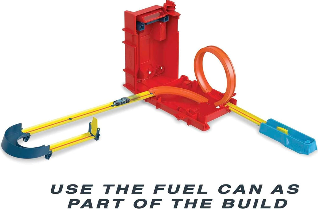 Hot Wheels Toy Car Set, Track Builder Unlimited Playset Fuel Can Stunt Box, 14 Component Parts & 1:64 Scale Vehicle