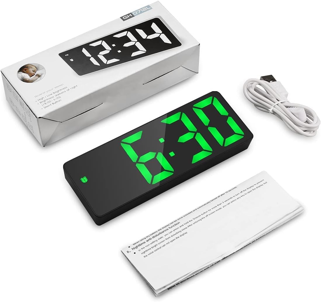 AMIR Digital Alarm Clock, [Upgraded Version] LED Clock for Bedroom, Electronic Desktop Clock with Type-C Port,Adjustable Brightness,DST,Snooze,12/24H Display for Home,Office