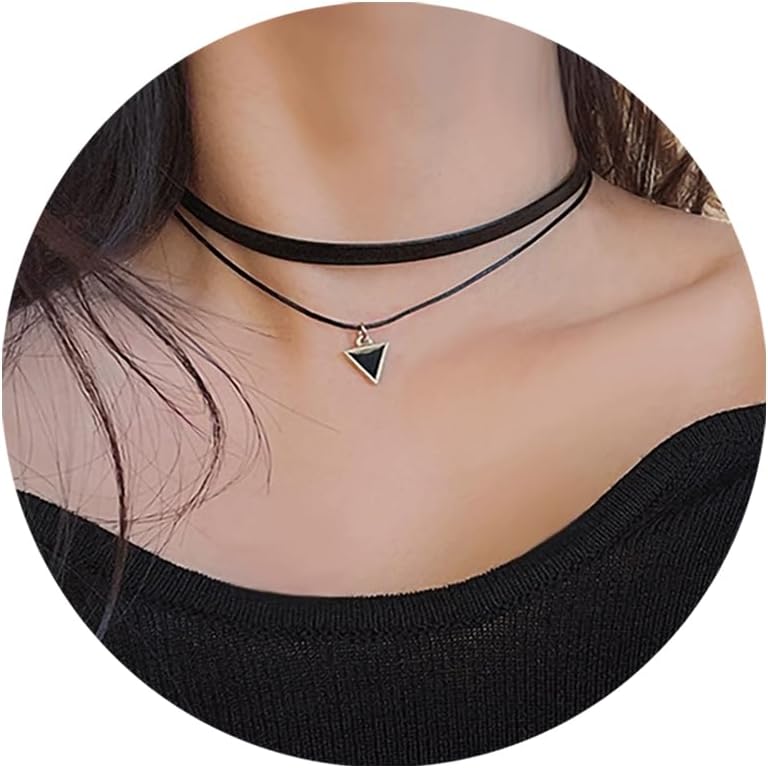 Fesciory Black Necklaces for Women, Adjustable Layered Velvet Leather Lace Collar Necklace, Goth Jewelry Gifts.