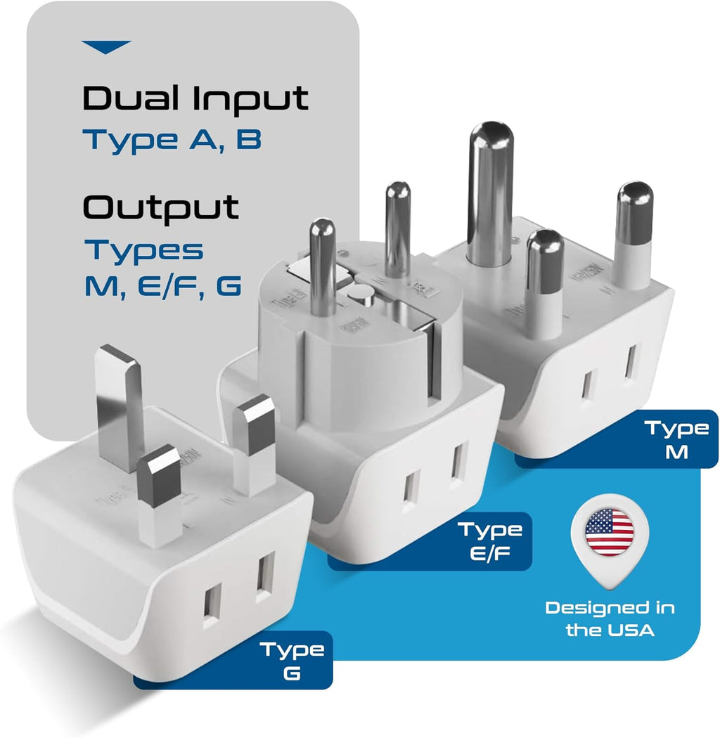 Ceptics Universal Travel Adapter, 35W International Power Adapter with PD & QC 3.0 Dual USB-C, 3 USB Travel Adapter Worldwide, Type I C G A Outlets 110V 220V A/C - EU Euro US UK (11-KU)