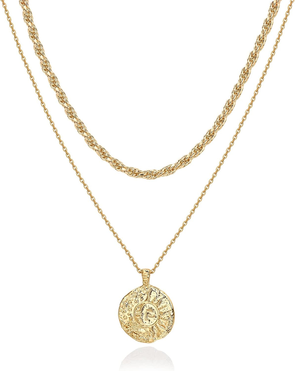 PAVOI 14K Gold Plated Layering Necklaces | Stylish Minimalist Design Pendant Necklaces | Bar, Circle, Lotus, Disc, Dog Tag, Horizontal Bar Pendants for Women