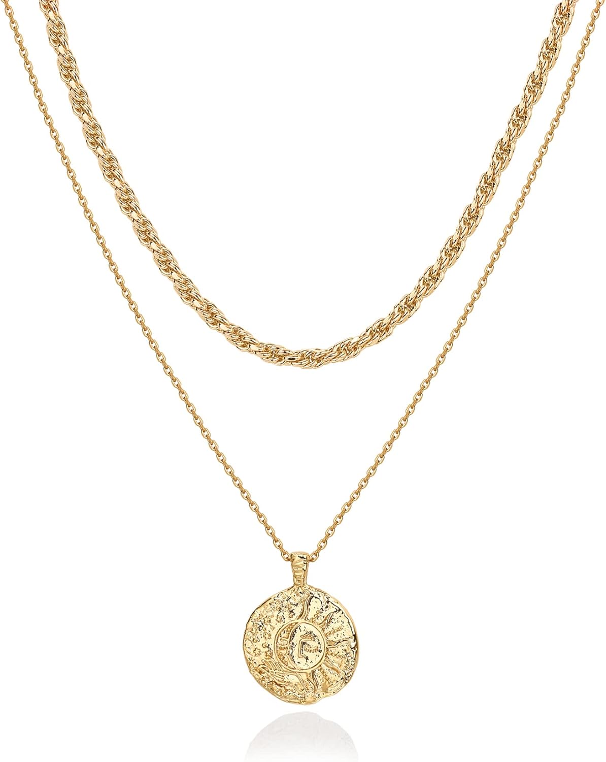 PAVOI 14K Gold Plated Layering Necklaces | Stylish Minimalist Design Pendant Necklaces | Bar, Circle, Lotus, Disc, Dog Tag, Horizontal Bar Pendants for Women