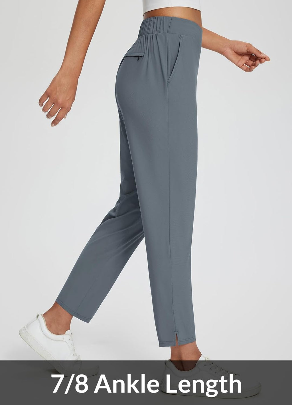 baleaf Womens Travel Pants Lightweight Stretch with Zipper Pockets Petite Ankle Dressy Golf Work Business Casual Slacks