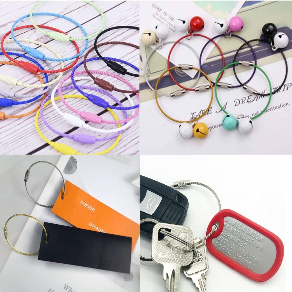 CooBigo 16 Pack Stainless Steel Loops 2mm Coated Wire Keychain Cable Large Keyrings 6 inch Key Chain for Luggage Tags, Key Tags, Keyrings, Kitchen utensils, Duster-Assorted Colors