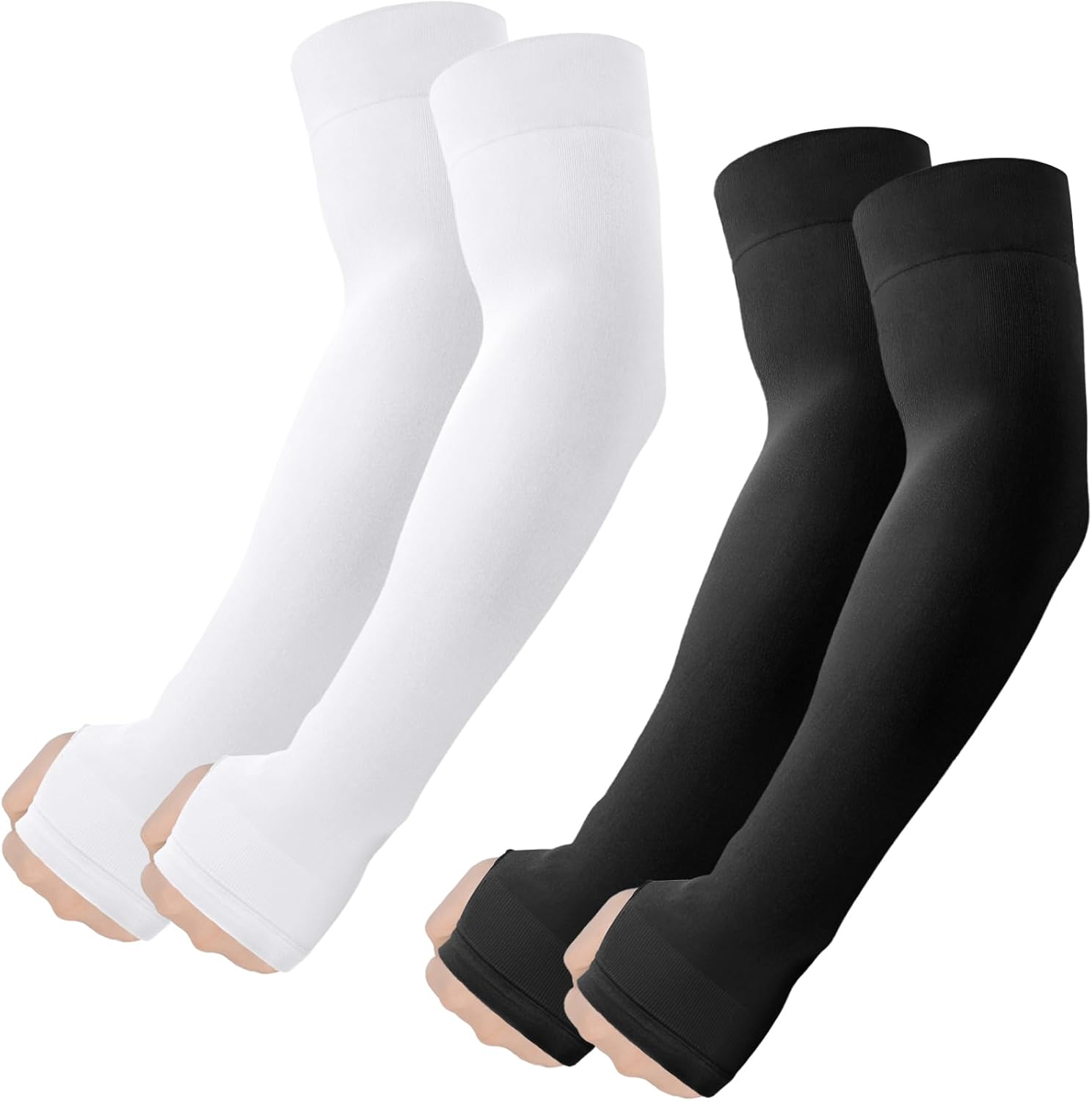 Arm Sleeves with Thumb Hole, Cooling UV Protection Compression Tattoo Cover Up for Men/Women