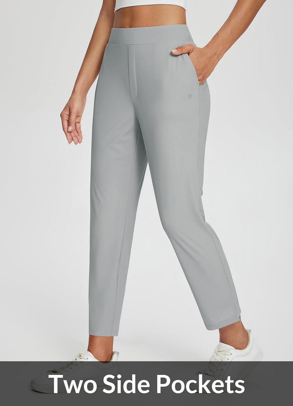 baleaf Womens Travel Pants Lightweight Stretch with Zipper Pockets Petite Ankle Dressy Golf Work Business Casual Slacks