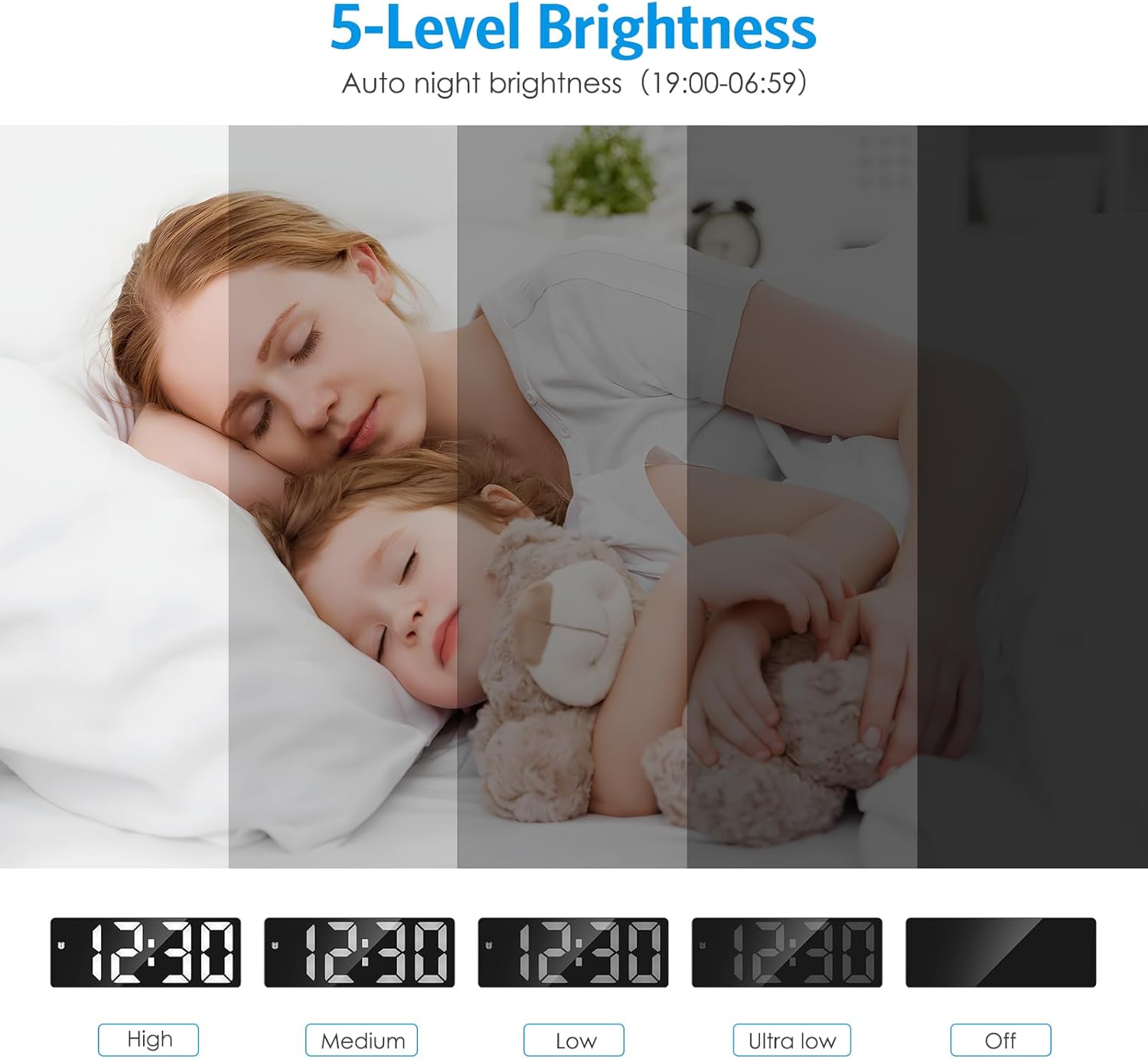 AMIR Digital Alarm Clock, [Upgraded Version] LED Clock for Bedroom, Electronic Desktop Clock with Type-C Port,Adjustable Brightness,DST,Snooze,12/24H Display for Home,Office