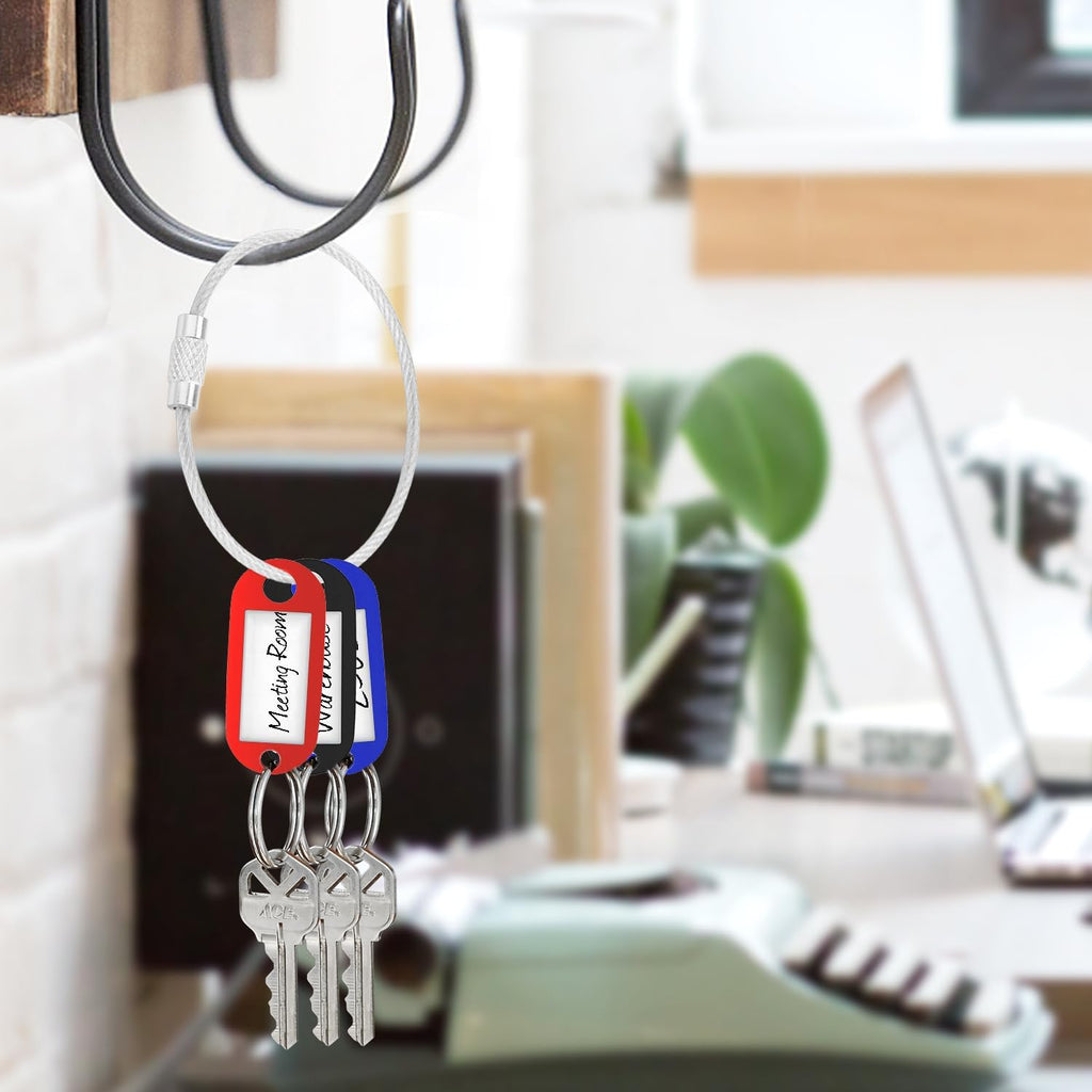 CooBigo 16 Pack Stainless Steel Loops 2mm Coated Wire Keychain Cable Large Keyrings 6 inch Key Chain for Luggage Tags, Key Tags, Keyrings, Kitchen utensils, Duster-Assorted Colors