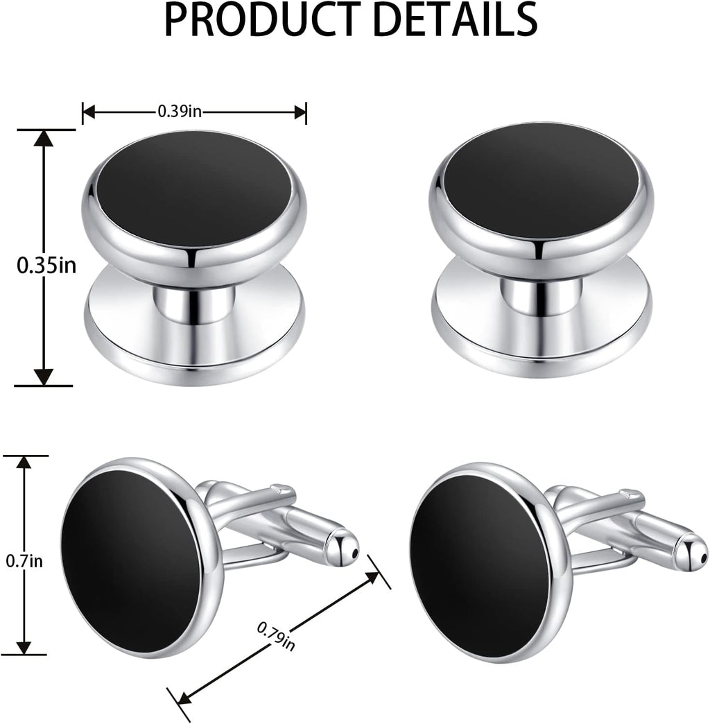 Zealmer 316L Stainless Steel Cufflinks Shirt Studs Business Wedding Gifts for Men