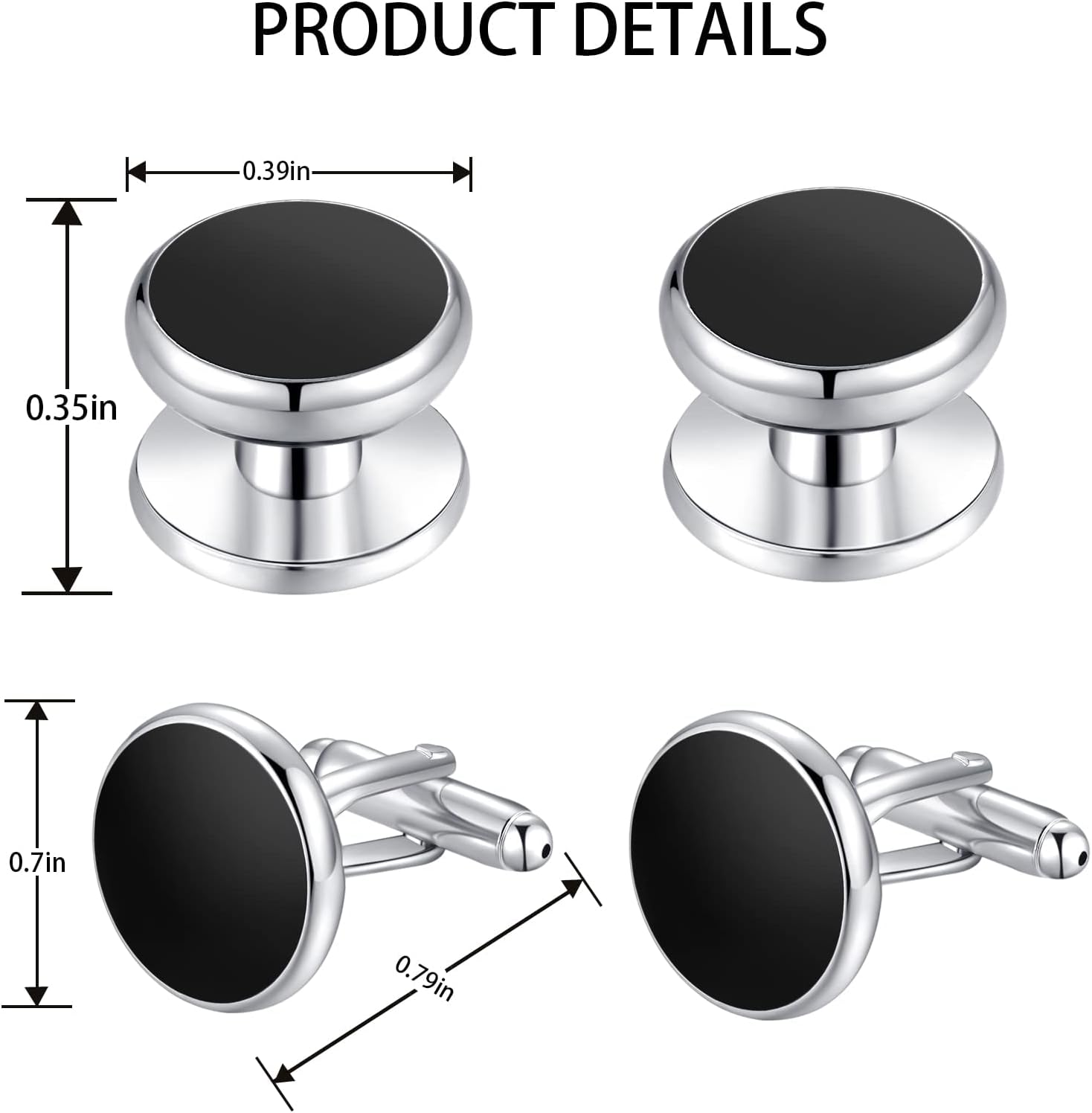 Zealmer 316L Stainless Steel Cufflinks Shirt Studs Business Wedding Gifts for Men