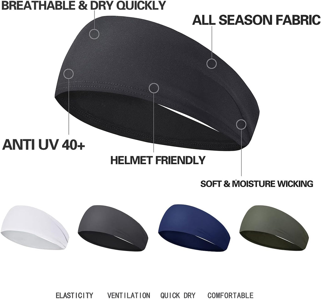 Mens Running Headband,5Pack,Mens Sweatband Sports Headband for Running,Cycling,Basketball,Yoga,Fitness Workout Stretchy Unisex Hairband