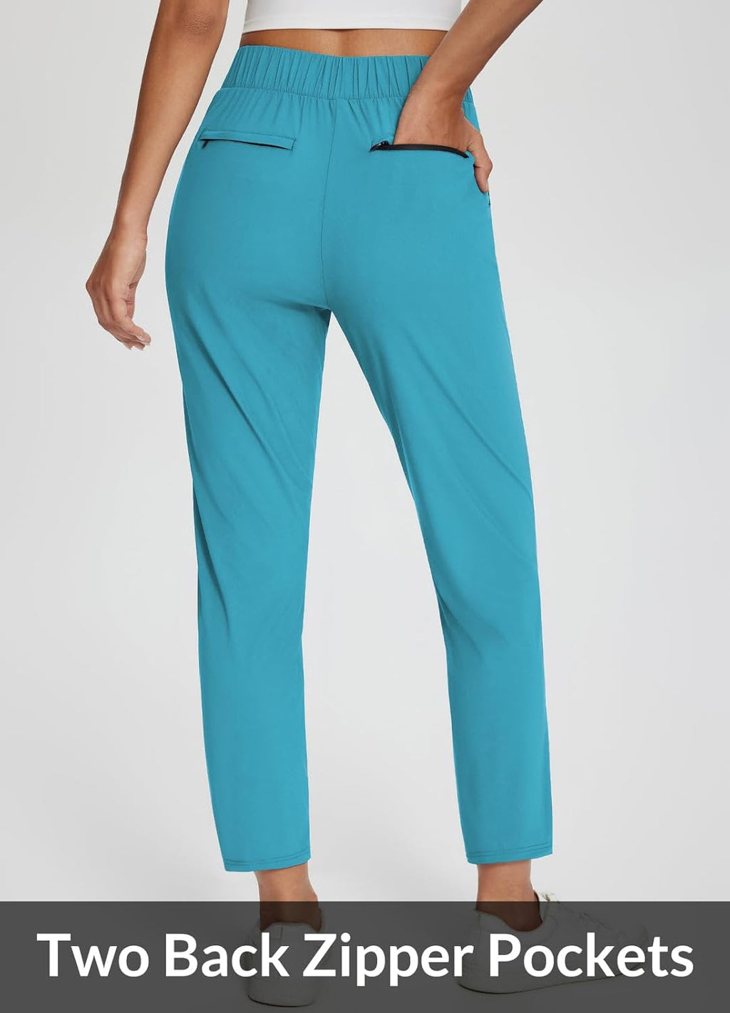 baleaf Womens Travel Pants Lightweight Stretch with Zipper Pockets Petite Ankle Dressy Golf Work Business Casual Slacks