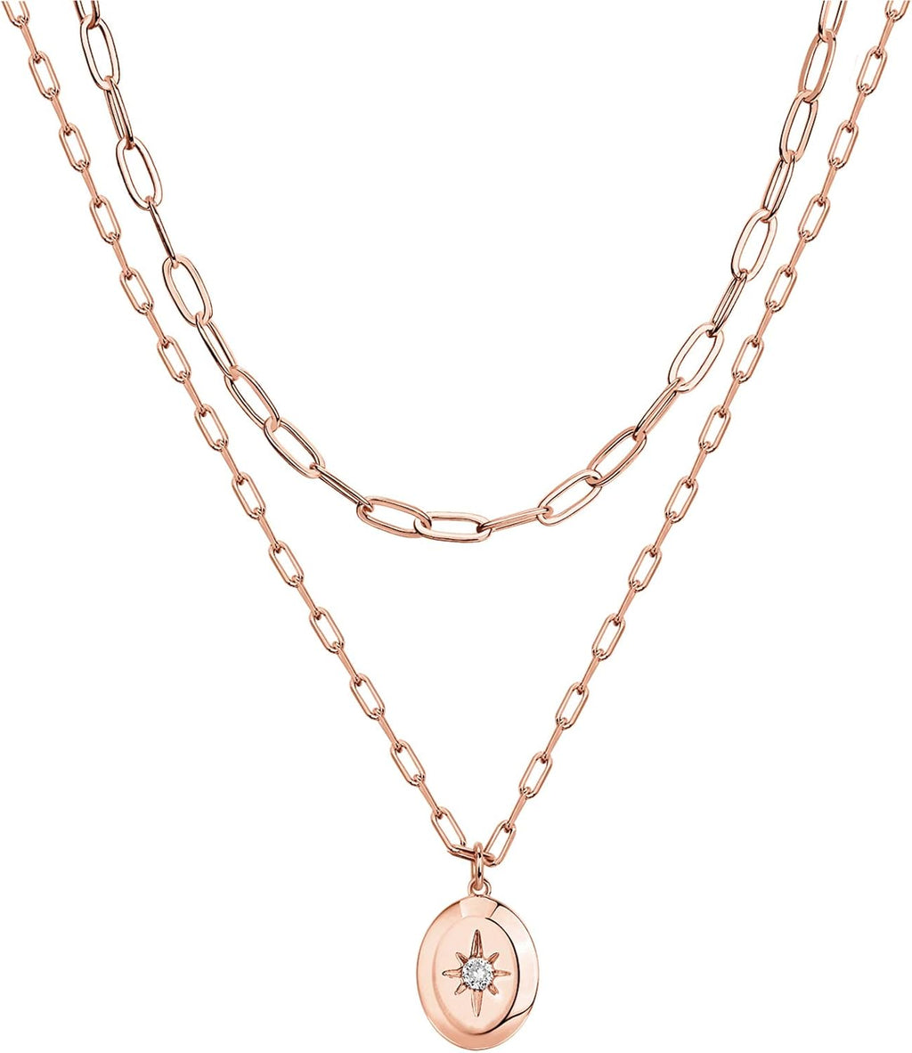 PAVOI 14K Gold Plated Layering Necklaces | Stylish Minimalist Design Pendant Necklaces | Bar, Circle, Lotus, Disc, Dog Tag, Horizontal Bar Pendants for Women