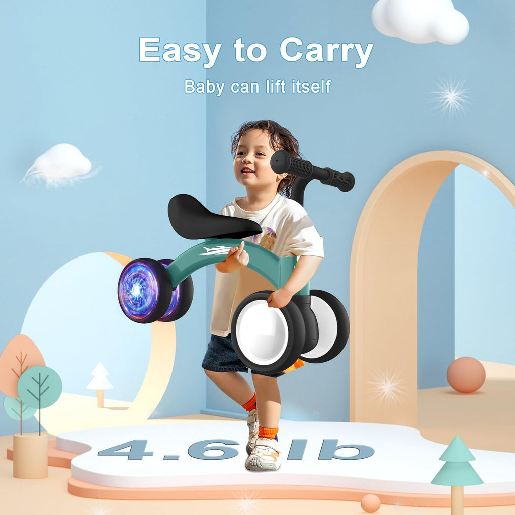 Colorful Lighting Baby Balance Bike Toys for 1 Year Old Girl Gifts, 10-36 Month Toddler Balance Bike, No Pedal 4 Silence Wheels & Soft Seat Pre-School First Riding on Toys, 1st Birthday Gifts.