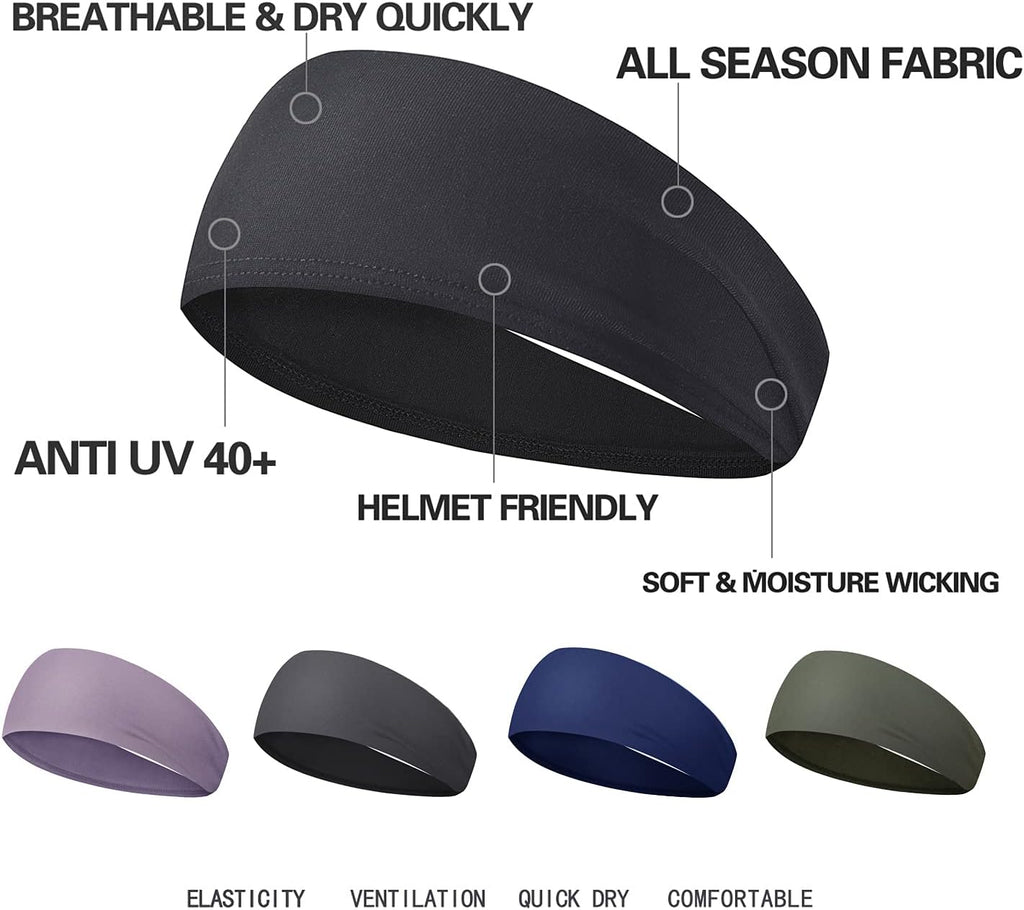 Mens Running Headband,5Pack,Mens Sweatband Sports Headband for Running,Cycling,Basketball,Yoga,Fitness Workout Stretchy Unisex Hairband