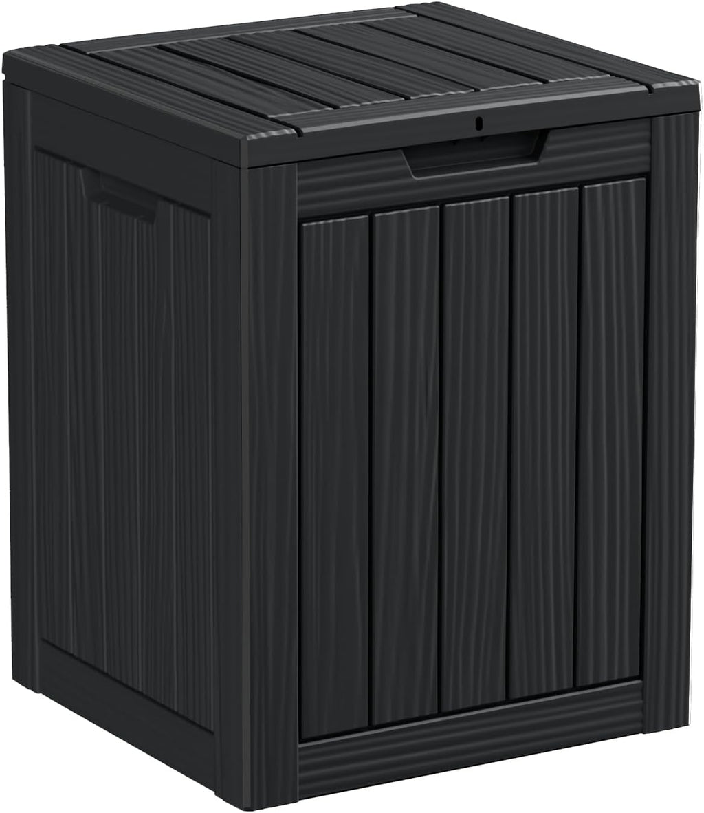80 Gallon Resin Deck Box, Lockable Patio Outdoor Storage Box for Furniture, Garden Tools and Tools Storage, Waterproof Outside Storage Box - Black