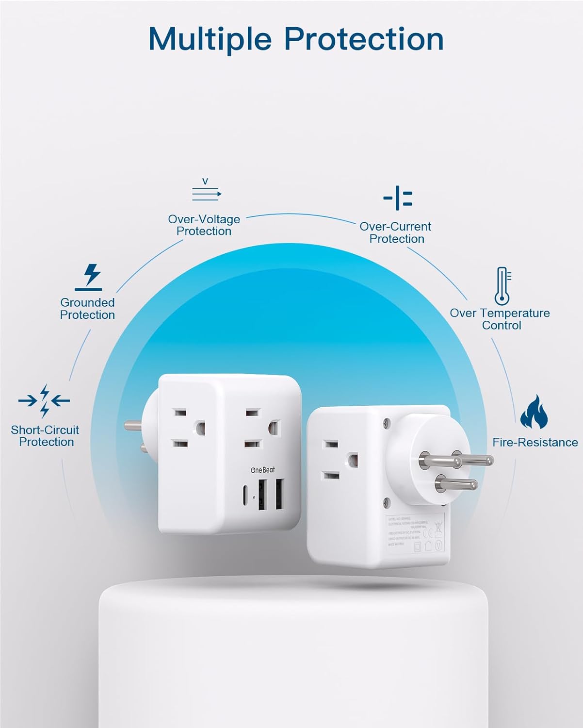 2 Pack European Travel Plug Adapter, International Power Plug Adapter with 3 Outlets 3 USB Charging Ports(1 USB C), Type C Plug Adapter Travel Essentials to Most Europe EU Spain Italy France Germany